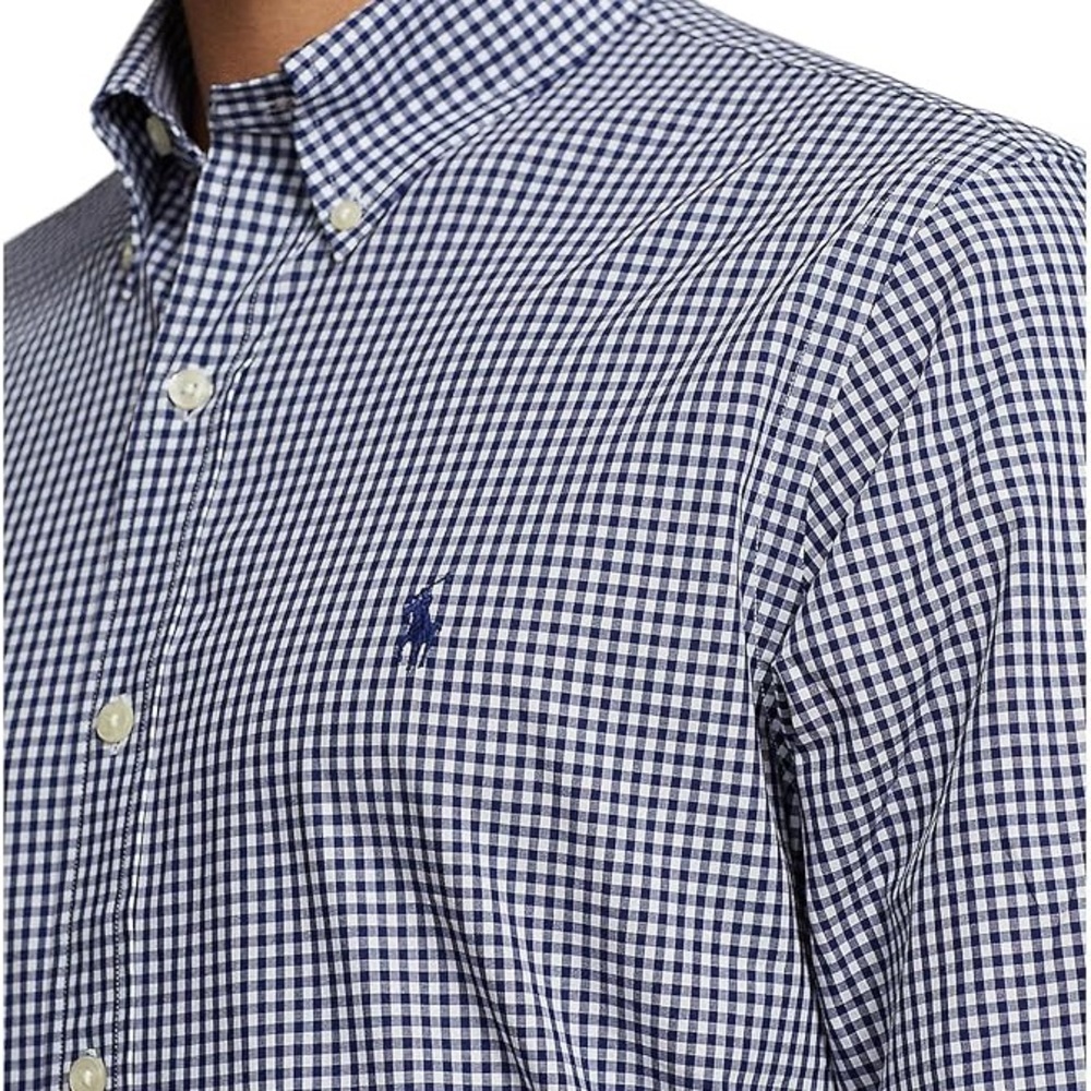 Ralph Lauren Navy and White Checkered Long Sleeve Button-Down Shirt (Men’s XL)